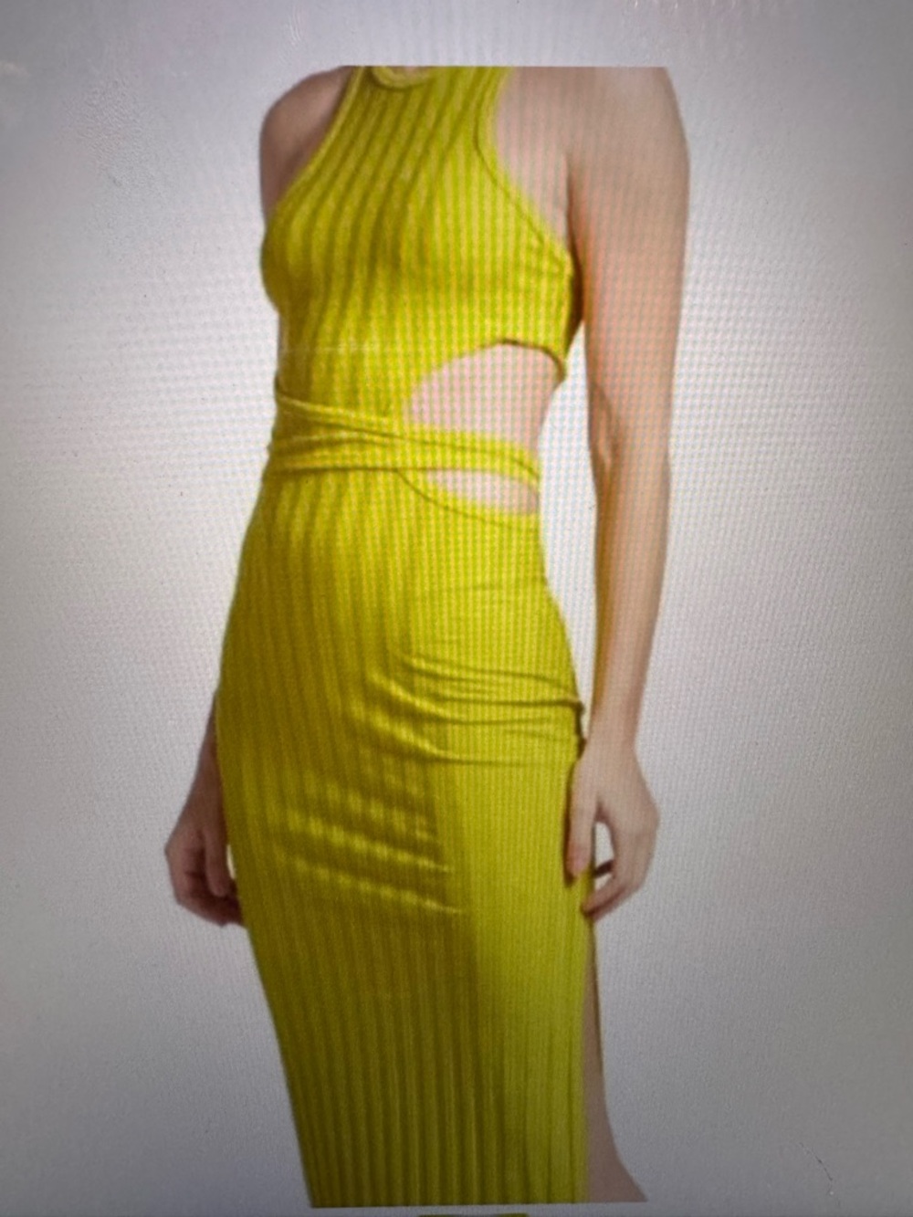 Jonathan Simkhai Neon Yellow/green Ribbed Halter Dress